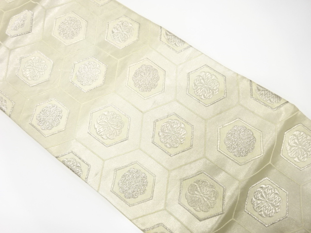 アンティーク　花亀甲模様織り出し袋帯（材料）